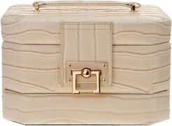 Duży elegancki kuferek etui na biżuterię Monnari kosmetyczka szkatułka organizer – beżowy