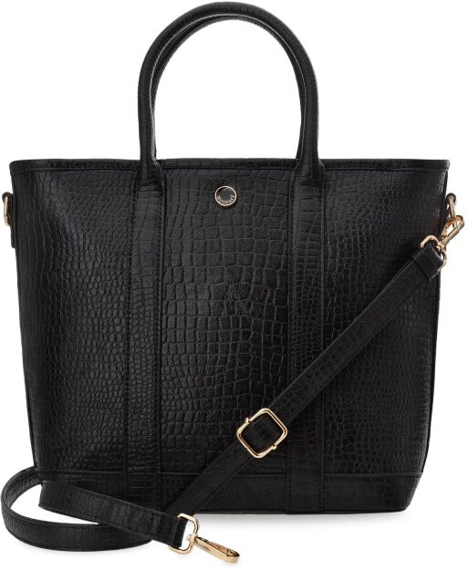 Monnari klasyczna torebka damska aktówka shopper skóra croco - czarna