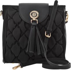Torebka Monnari z frędzlami elegancka pikowana listonoszka damska - czarna
