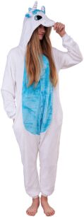 Piżama kigurumi jednoczęściowe kostium z kapturem – pegaz biało-niebieski