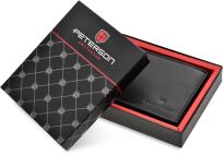 Portfel męski skórzany Peterson RFID duży na karty i bilon skóra naturalna - czarny - 3