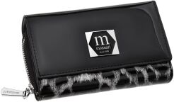 Monnari lakierowany portfel damski skórzany elegancka portmonetka ze wzorem - czarny