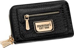 Monnari klasyczny portfel damski lakierowany duży pojemny na suwak - czarny