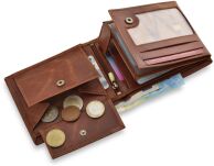 Portfel męski skórzany Peterson RFID duży na karty banknoty monety - brązowy - 4