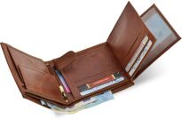 Portfel męski skórzany Peterson RFID duży na karty banknoty monety - brązowy - 5