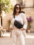 Saszetka damska Peterson na ramię elegancka nerka z kieszeniami torebka crossbody - czarna - 4