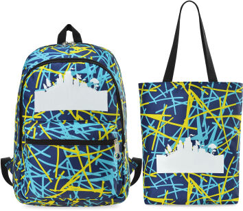 Młodzieżowy zestaw szkolny plecak + torba shopper + piórnik - granatowy
