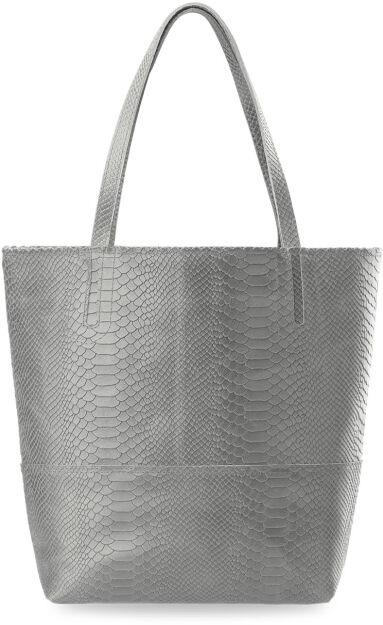 Torebka damska duży worek shopper bag genuine leather - szary