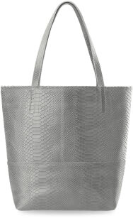 Torebka damska duży worek shopper bag genuine leather - szary