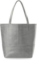 Torebka damska duży worek shopper bag genuine leather - szary