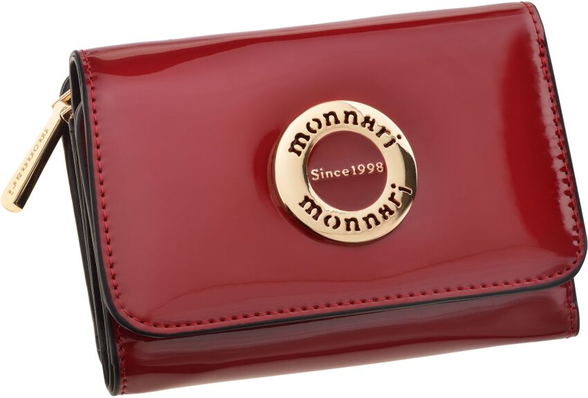 Monnari mały portfel damski lakierowany portfelik zgrabna portmonetka -  czerwony