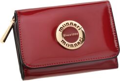Monnari mały portfel damski lakierowany portfelik zgrabna portmonetka -  czerwony