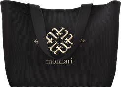 Torebka shopper Monnari damska pojemna luźna torba worek na ramię - czarna ze złotym