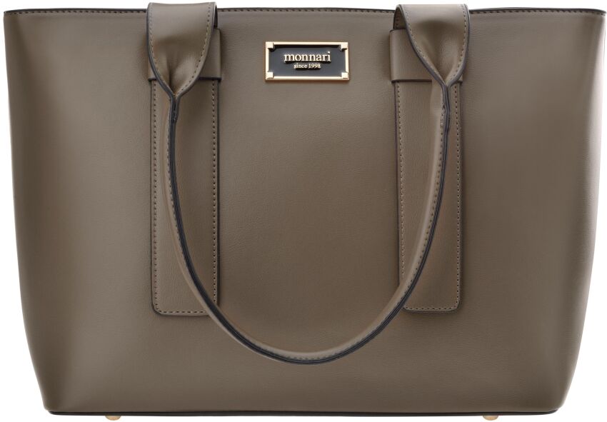 Monnari duża torba do biura aktówka łódka sztywna shopper klasyczna A4 - beżowa