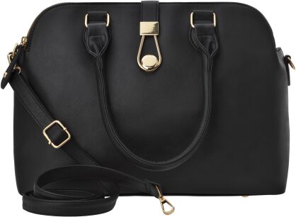 Torebka damska z regulowanym paskiem elegancka pojemna shopperka duży kuferek - czarny