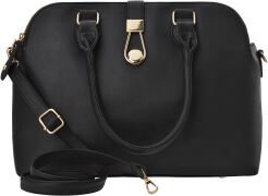 Torebka damska z regulowanym paskiem elegancka pojemna shopperka duży kuferek - czarny