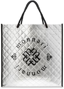PIKOWANA TORBA MONNARI DUŻA POJEMNA TOREBKA EKO ZAKUPOWA METALICZNA SHOPPERKA Z LOGO