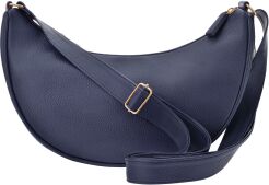 Listonoszka półksiężyc duża nerka elegancka skórzana klasyczna torebka crossbody - granatowa