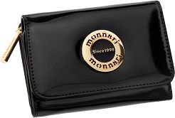 Monnari mały portfel damski lakierowany portfelik zgrabna portmonetka -  czarny