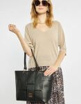 Monnari torba z połyskującym wzorem duża torebka damska łódka shopper bag - czarna - 7