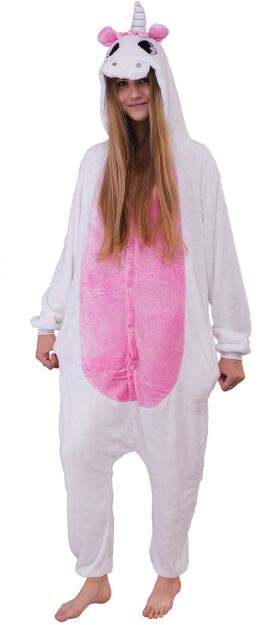 Piżama kigurumi przebranie kostium z kapturem – pegaz biało-różowy