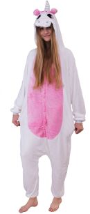 Piżama kigurumi przebranie kostium z kapturem – pegaz biało-różowy