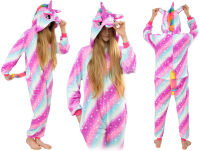 Piżama kigurumi jednoczęściowe przebranie kostium – różowo-niebieski jednorożec - 4