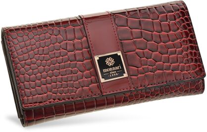 Monnari elegancki portfel damski ze wzorem skóry croco - czerwony