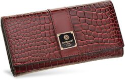 Monnari elegancki portfel damski ze wzorem skóry croco - czerwony