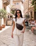 Saszetka damska Peterson na ramię elegancka nerka z kieszeniami torebka crossbody - brązowy - 4