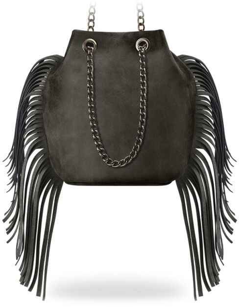 Torebka damska sakwa styl boho hippie frędzle - black