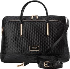Monnari lakierowana torba damska na laptopa elegancka aktówka torebka biurowa - czarna