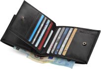 Portfel męski skórzany Rovicky z ochroną RFID na karty elegancki na prezent - czarny - 6