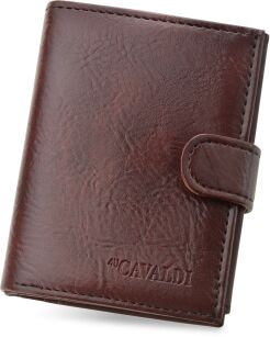 Portfel męski skórzany ekologiczny 4U CAVALDI na karty i monety - brązowy