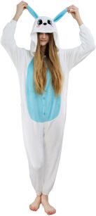 PIŻAMA KIGURUMI JEDNOCZĘŚCIOWE PRZEBRANIE KOSTIUM Z KAPTUREM – NIEBIESKI KRÓLICZEK