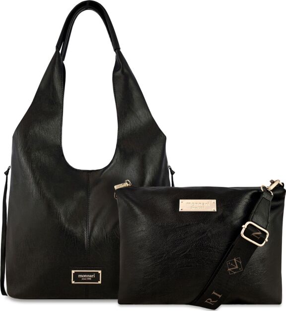 Monnari torba damska worek shopper luźna torebka 2w1 + listonoszka - czarna