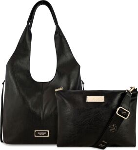 Monnari torba damska worek shopper luźna torebka 2w1 + listonoszka - czarna