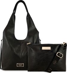 Monnari torba damska worek shopper luźna torebka 2w1 + listonoszka - czarna