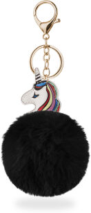 Breloczek zawieszka do kluczy torebki pompon jednorożec unicorn - czarny