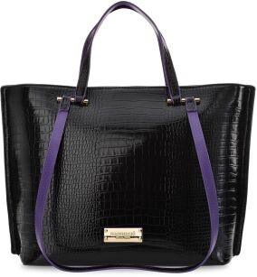 Monnari elegancka torba lakierowana torebka shopper aktówka - czarna