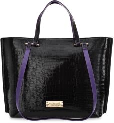 Monnari elegancka torba lakierowana torebka shopper aktówka - czarna