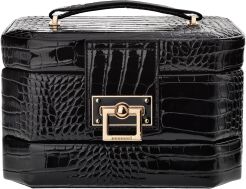 Duży elegancki kuferek etui na biżuterię Monnari kosmetyczka szkatułka organizer – czarny
