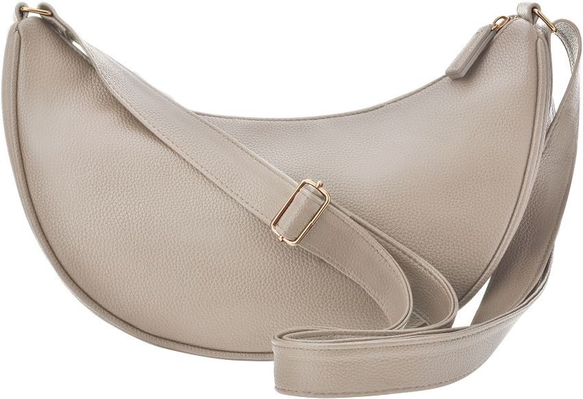 Listonoszka półksiężyc duża nerka elegancka skórzana klasyczna torebka crossbody - beżowa