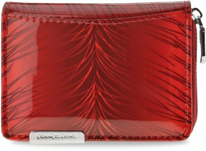 Lakierowany zgrabny portfel damski JENNIFER JONES mała elegancka portmonetka na zamek - czerwony