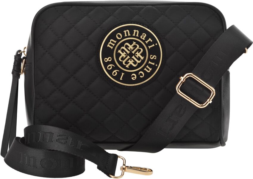 Monnari torebka damska pikowana crossbody na ramię z regulowanym paskiem - czarna
