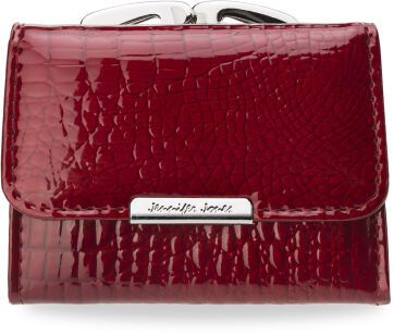 Mała elegancka portmonetka lakierowany portfel damski - czerwony
