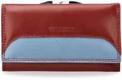 Dwukolorowy portfel damski HARVEY MILLER skóra naturalna - czerwono-błękitny
