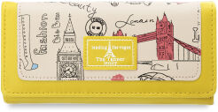 Modny portfel damski wzór miejski londyn - żółty