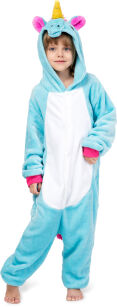 Jednoczęściowa piżama kigurumi kombinezon dziecięcy onesie - błękitny jednorożec