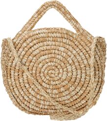 Duża pleciona torebka damska koszyk z uchwytem i paskiem - beżowa